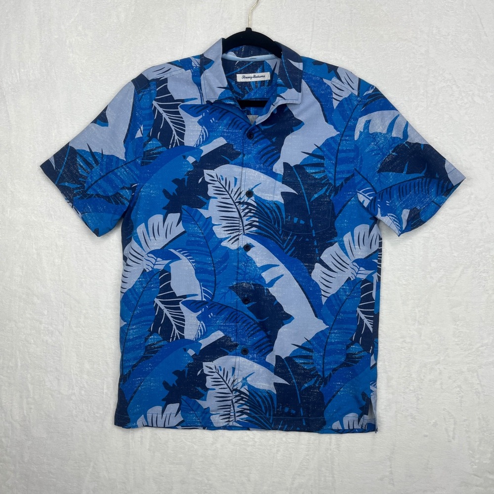 Tommy‎ Bahama Bayou Blues Shirt Mens Small Blue Tropical Silk Blend NWT T318834